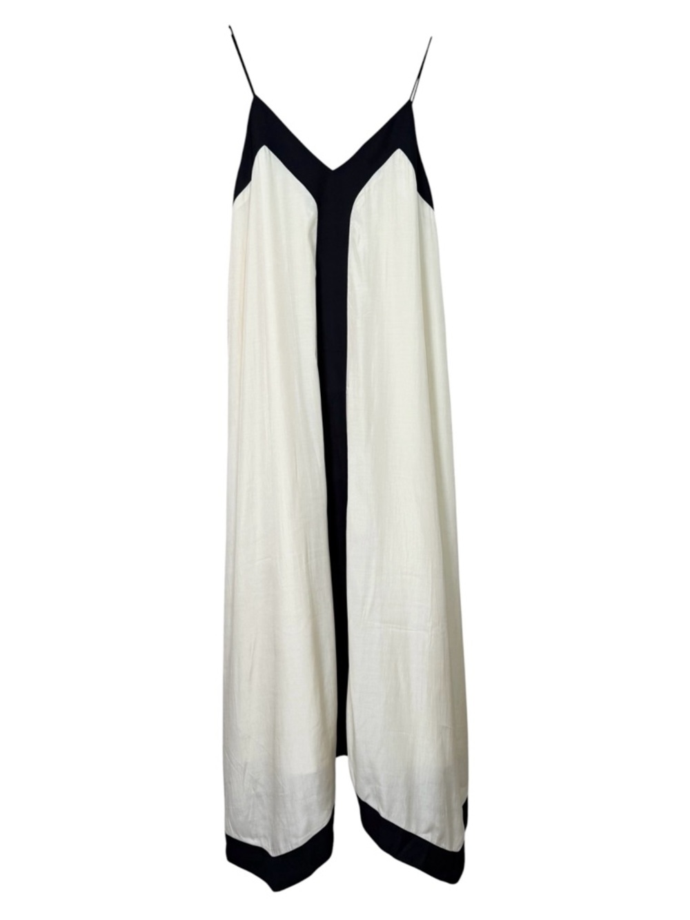 Commense Cream Black Slip Maxi Dress Open Back Medium NWT Flowy Rayon Blend - Picture 3 of 10